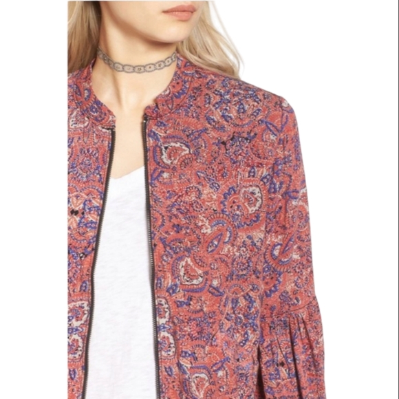 Free People Paisley Bomber Jacket Size Medium - Picture 3 of 9
